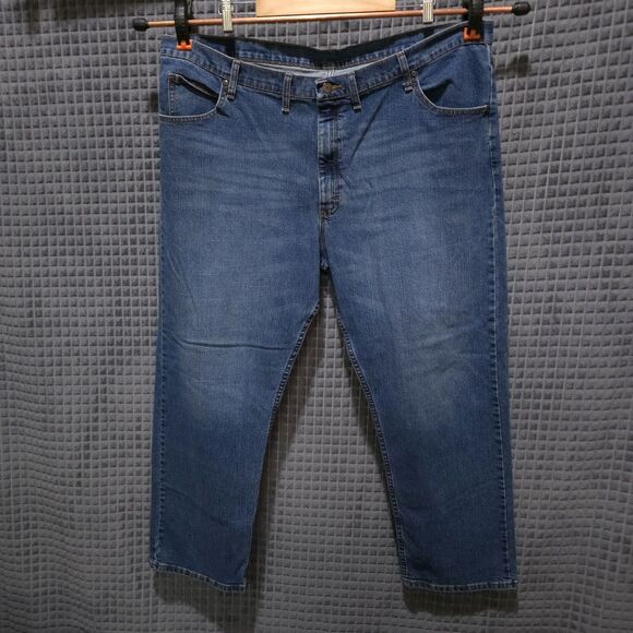 Bootcut High Rise Jeans 46x30 Mens Relaxed Fit Stretch Comfort Med Wash Western - Picture 1 of 16